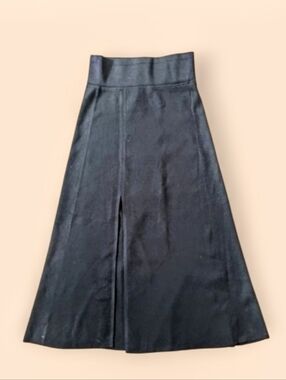 Maria Mcmanus Rib Knit  Stretch Flaire  Black Maxi Skirt sz M